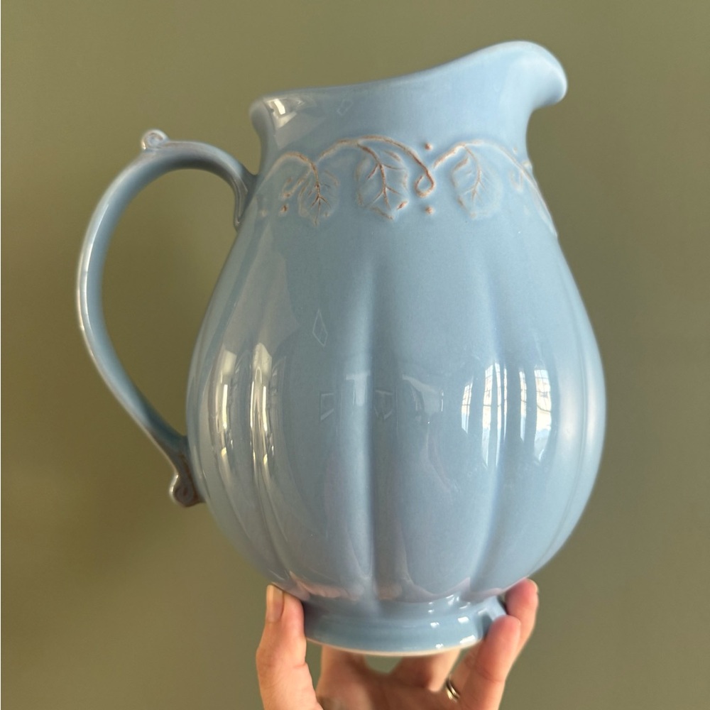 Elegant Blue Ceramic Pitcher-Longaberger brand- new condition